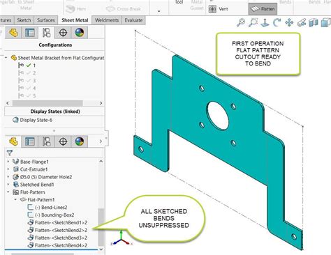 solidworks sheet metal flatten|flat pattern configuration solidworks.